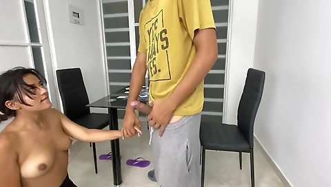 Latina teen with ebony hair and a large boob is getting fucked