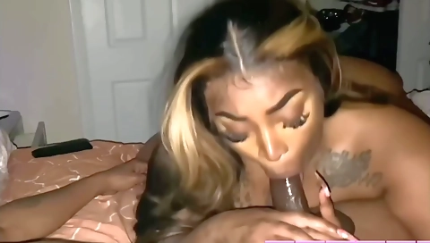 Slutty black girl gets creampie from big black cock