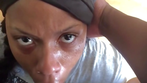 Ebony brunette swallows and fucked in pussy and cunt