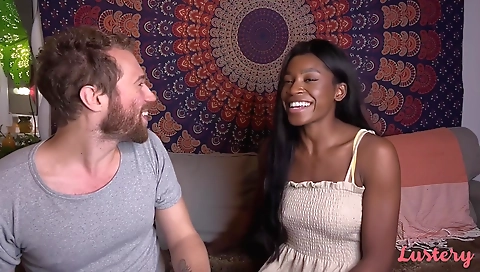 Ebony busty brunette with a hairy bush and big ass