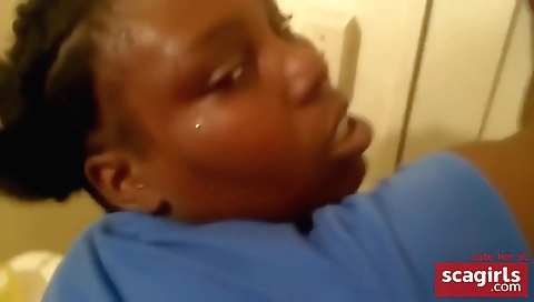 Horny ebony milf with big breasts has fun with her black cock