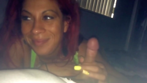 Ebony bitch with a mouth full of peaches sucks my dick