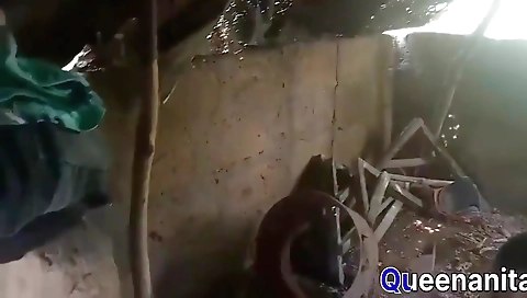 Ebony girl gets fucked in the kitchen by a bad guy