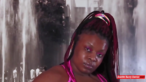 Busty ebony redhead is receiving a massive black cock