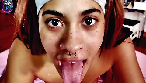 Ebony amateur with a big ass is getting a huge dildo