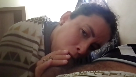 Ebony brunette with hairy pussy with a deepthroat fucks