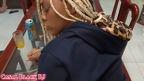 Amareteous ebony with a small booty is fucked by a black dude