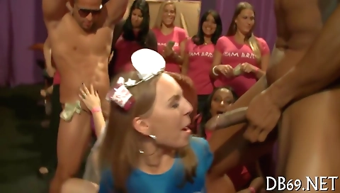 Two ebony and brunette women gangbang in amateur porn