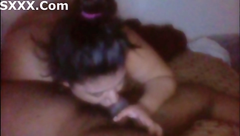 Hot ebony slut deepthroating and cumming with passion