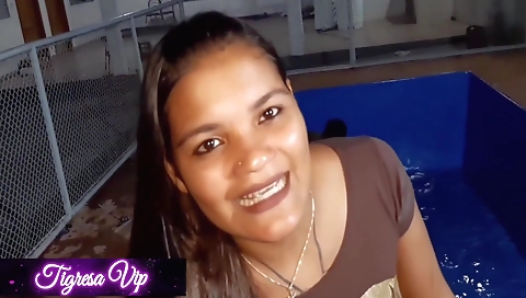 Ebony brunette with big butt takes a big dick in her anus