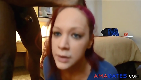 Black woman with big boobs giving her man a deepthroating