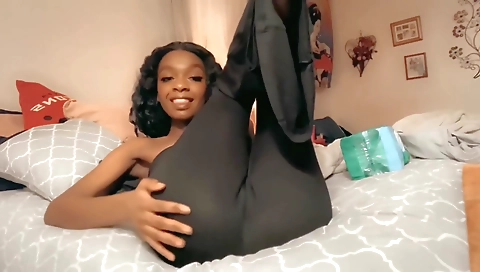 Sexy ebony teen enjoys hardcore lesbian porn solo movie