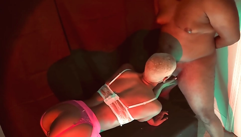 Ebony slut with a big ass gets fucked in the deep throat