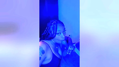 My ebony pornstar gets my black cock deep throated