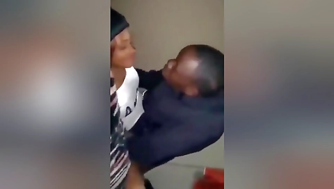 Ebony housewife and black man fucking at a house party