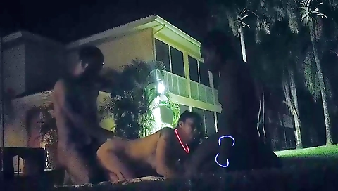 Hot brunette black milf in a big black dick in her mouth