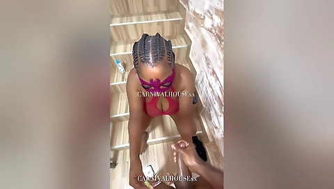 Big tits ebony amateur with a perfect body makes love