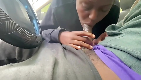 Ebony mature enjoying a big cock outdoors in the forest