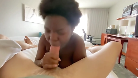 Ebony teen gives a facial shot after a deepthroat porn video
