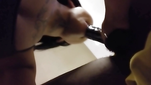 Sexy ebony brunette with a tattooed pussy got fucked