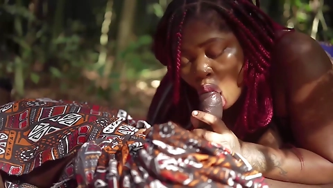 Black ebony milf with big boobs and a big ass enjoys sex