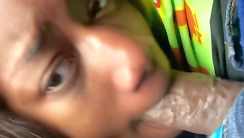 Ebony couple deepthroats with big cock and big booty